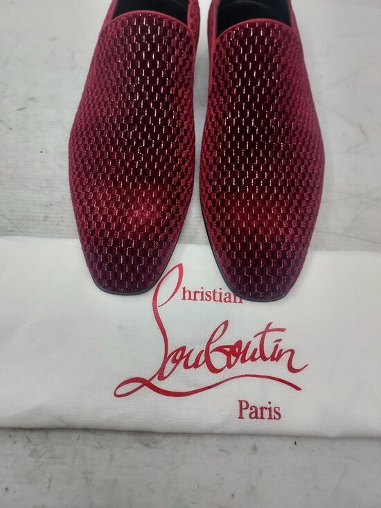 Christian Louboutin Mens Dandy Chick Orlato Bordeaux Red Velvet Shoe main image 8